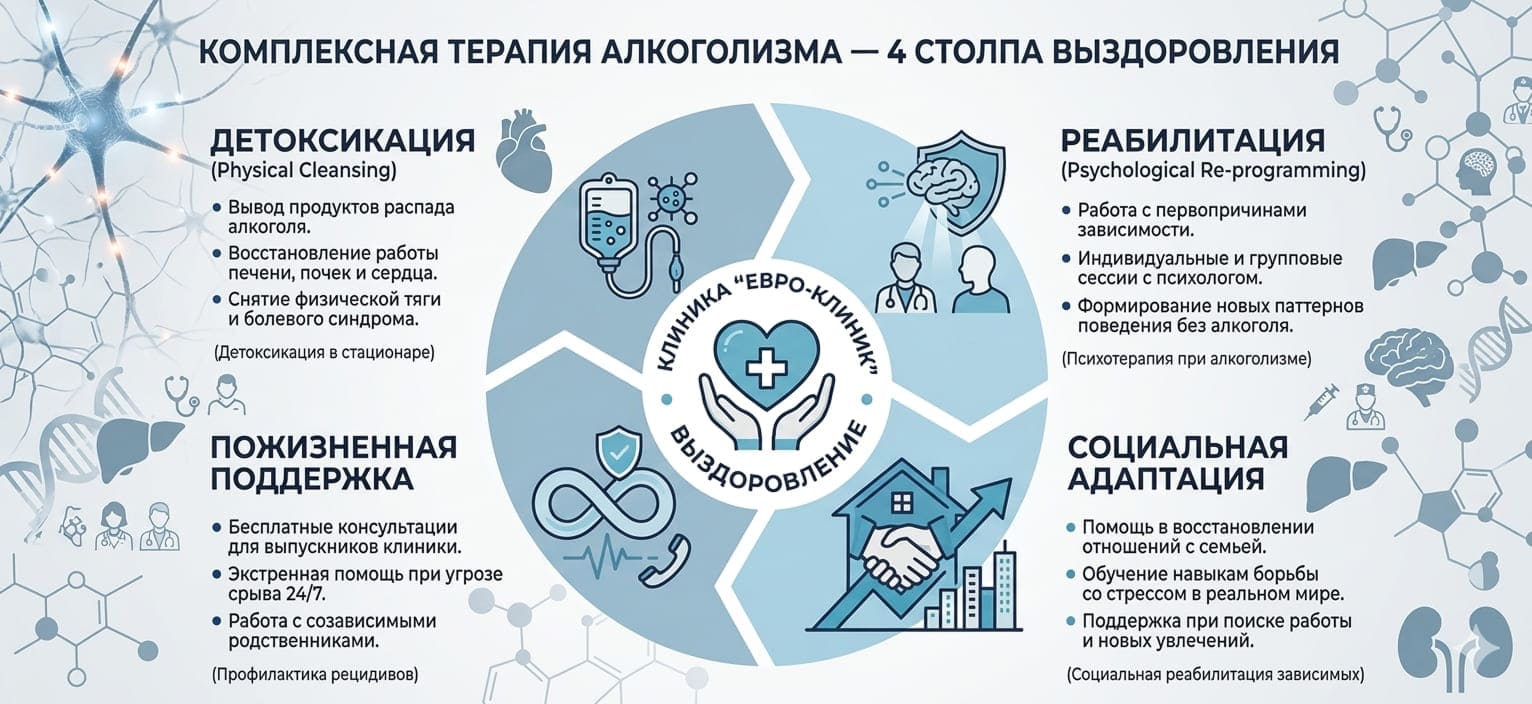 Лечение алкоголизма: 4 этапа комплексной терапии и восстановления